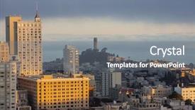  Presentation with san francisco - Beautiful theme featuring telegraph - morning fog near coit tower backdrop and a gray colored foreground