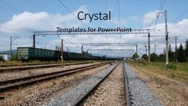  Presentation with train railway - Presentation theme enhanced with telegraph - railway on mountains train station background and a light blue colored foreground