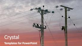  Presentation with electricity - Beautiful PPT theme featuring telegraph - rural electricity supply backdrop and a  colored foreground