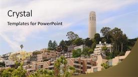  Presentation with san francisco chinatown - Cool new presentation design with telegraph - san francisco cityscape scenic backdrop and a white colored foreground