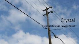  Presentation with telephone - Beautiful theme featuring telegraph - telephone lines and a cloudy backdrop and a  colored foreground