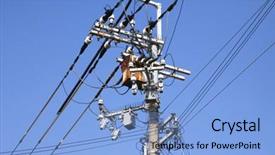  Presentation with wires - Presentation theme enhanced with telegraph pole with a spread background and a light blue colored foreground