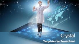  Presentation with telehealth - Presentation theme featuring telehealth concept with doctor doing background and a teal colored foreground