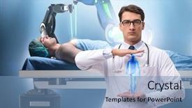  Presentation with telehealth - Colorful slides enhanced with telehealth concept with doctor doing remote check-up backdrop and a teal colored foreground