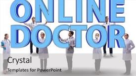  Presentation with telehealth - Cool new slides with telehealth concept with doctor doing backdrop and a light gray colored foreground