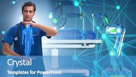  Presentation with telehealth - PPT theme enhanced with medical robot surgery - telehealth concept with doctor doing background and a teal colored foreground