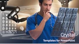  Presentation with telehealth - Beautiful presentation theme featuring telehealth concept with doctor doing backdrop and a ocean colored foreground