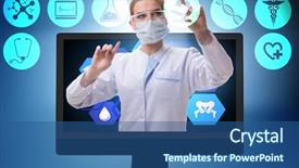  Presentation with telehealth - Amazing presentation theme having telehealth concept with doctor doing backdrop and a ocean colored foreground