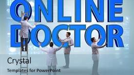  Presentation with telehealth - Presentation enhanced with telehealth concept with doctor doing background and a light blue colored foreground