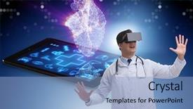  Presentation with telehealth - Audience pleasing presentation consisting of telehealth concept with doctor doing backdrop and a light blue colored foreground