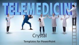  Presentation with telehealth - Presentation theme having telehealth concept with doctor doing background and a light blue colored foreground