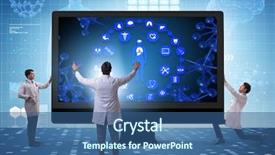  Presentation with telehealth - PPT theme with telehealth concept with doctor doing background and a  colored foreground