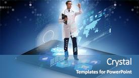  Presentation with telehealth - Slide deck consisting of telehealth concept with doctor doing background and a teal colored foreground