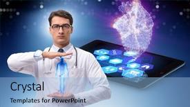  Presentation with telehealth - Colorful PPT theme enhanced with telehealth concept with doctor doing backdrop and a light blue colored foreground