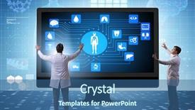  Presentation with telehealth - Cool new slide set with telehealth concept with doctor doing backdrop and a ocean colored foreground