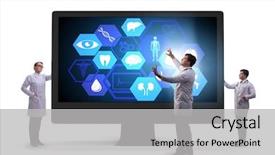  Presentation with telehealth - Presentation consisting of telehealth concept with doctor doing background and a  colored foreground