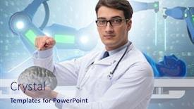  Presentation with telehealth - Presentation theme having telehealth-concept-with-doctor-doing background and a sky blue colored foreground