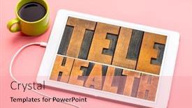  Presentation with telehealth - Colorful slides enhanced with telehealth-word-abstract-in-vintage backdrop and a coral colored foreground