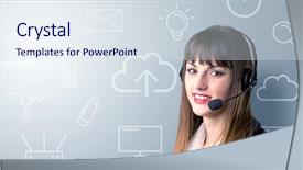  Presentation with telemarketer - Amazing slide deck having telemarketer with white mixed media backdrop and a sky blue colored foreground