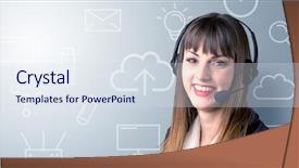  Presentation with telemarketer - Audience pleasing slide set consisting of telemarketer with white mixed media backdrop and a sky blue colored foreground