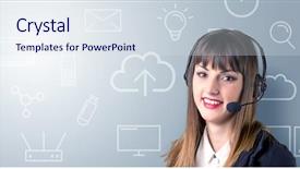  Presentation with telemarketer - PPT theme with telemarketer with white mixed media background and a sky blue colored foreground