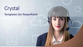  Presentation with telemarketer - Cool new presentation design with telemarketer with white mixed media backdrop and a sky blue colored foreground