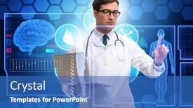  Presentation with telemedicine - Audience pleasing slide deck consisting of telemedicine-concept-with-doctor-pressing backdrop and a teal colored foreground