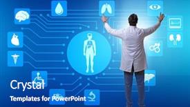  Presentation with telemedicine - Presentation theme having telemedicine concept with doctor pressing background and a ocean colored foreground