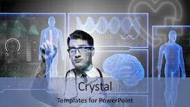  Presentation with telemedicine - Presentation theme consisting of telemedicine concept with doctor pressing background and a teal colored foreground