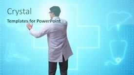  Presentation with telemedicine - Colorful presentation design enhanced with telemedicine-concept-with-doctor-pressing backdrop and a arctic colored foreground