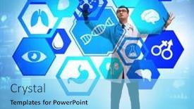  Presentation with telemedicine - Cool new theme with telemedicine-concept-with-doctor-pressing backdrop and a light blue colored foreground