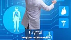  Presentation with telemedicine - Colorful presentation theme enhanced with telemedicine-concept-with-doctor-pressing backdrop and a teal colored foreground