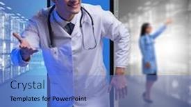  Presentation with telemedicine - Presentation theme with telemedicine-concept-with-doctor background and a teal colored foreground
