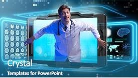  Presentation with telemedicine - Presentation theme featuring telemedicine concept with doctor background and a teal colored foreground