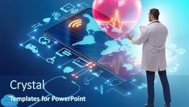  Presentation with diagnostics - Presentation theme having telemedicine-concept-with-remote-diagnostics background and a ocean colored foreground