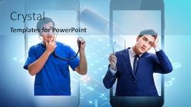  Presentation with diagnostics - Audience pleasing PPT theme consisting of telemedicine-concept-with-remote-diagnostics backdrop and a light blue colored foreground