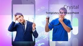  Presentation with diagnostics - PPT theme featuring telemedicine-concept-with-remote-diagnostics background and a light blue colored foreground