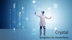  Presentation with telemedicine - PPT theme with telemedicine concept with virtual reality background and a light blue colored foreground