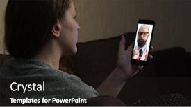  Presentation with mobile home - Presentation theme with telemedicine-consultation-with-physician-through background and a wine colored foreground