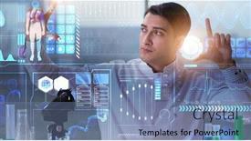  Presentation with mhealth - Slide set enhanced with telemedicine mhealth concept with young doctor background and a seafoam green colored foreground