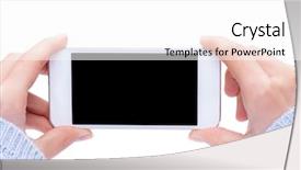  Presentation with blank - Presentation design with telephone 3g - hand holding white smartphone background and a  colored foreground