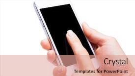  Presentation with white - Amazing slides having telephone 3g - hand holding white smartphone backdrop and a  colored foreground