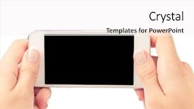  Presentation with blank - Amazing PPT theme having telephone 3g - hand holding white smartphone backdrop and a  colored foreground