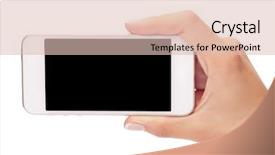  Presentation with white blank notebook silver - Theme with telephone 3g - hand holding white smartphone background and a  colored foreground