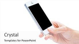  Presentation with blank - Colorful presentation theme enhanced with telephone 3g - hand holding white smartphone backdrop and a  colored foreground