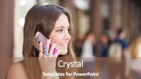  Presentation with walking - Audience pleasing slides consisting of telephone 3g - young woman talking backdrop and a tawny brown colored foreground