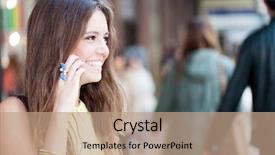  Presentation with walking - Colorful theme enhanced with telephone 3g - young woman talking backdrop and a  colored foreground