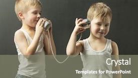  Presentation with self - Audience pleasing PPT theme consisting of telephone communication - two little boys playing backdrop and a gray colored foreground