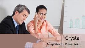  Presentation with woman business - Audience pleasing PPT layouts consisting of telephone etiquette - business woman making a call backdrop and a coral colored foreground