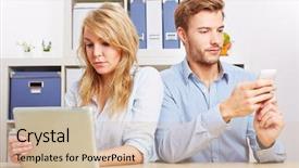  Presentation with telephone - Amazing presentation having telephone etiquette - couple looking at tablet computer backdrop and a soft green colored foreground